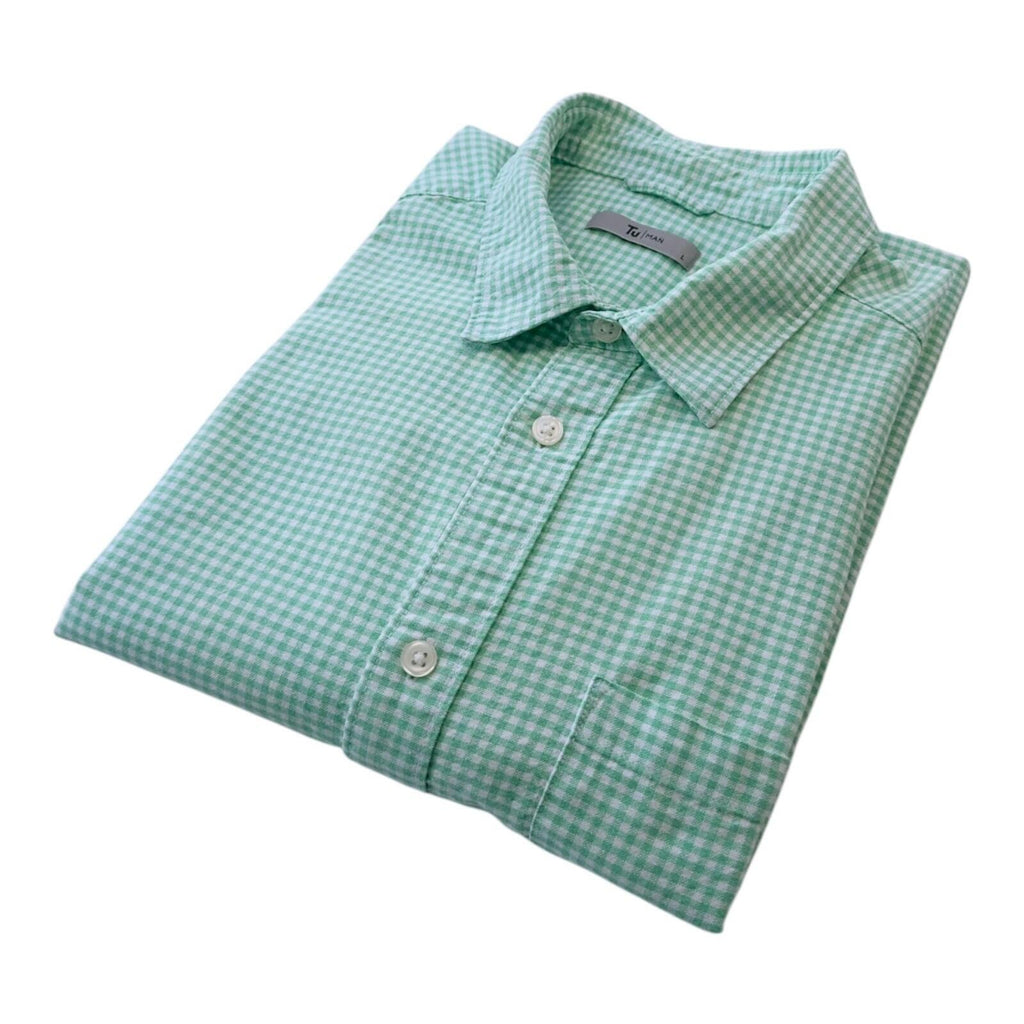 Tu Man Shirt Men's UK Size L Green Check Long Sleeve