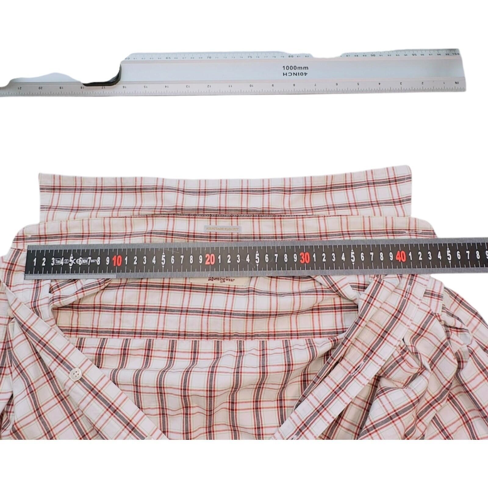 Penguin Shirt Men's UK Size L White Plaid Short Sleeve