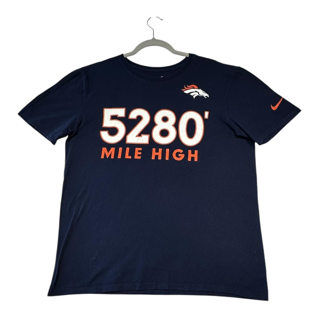 Nike Denver Broncos T-Shirt Men's UK Size L Blue Crew Neck