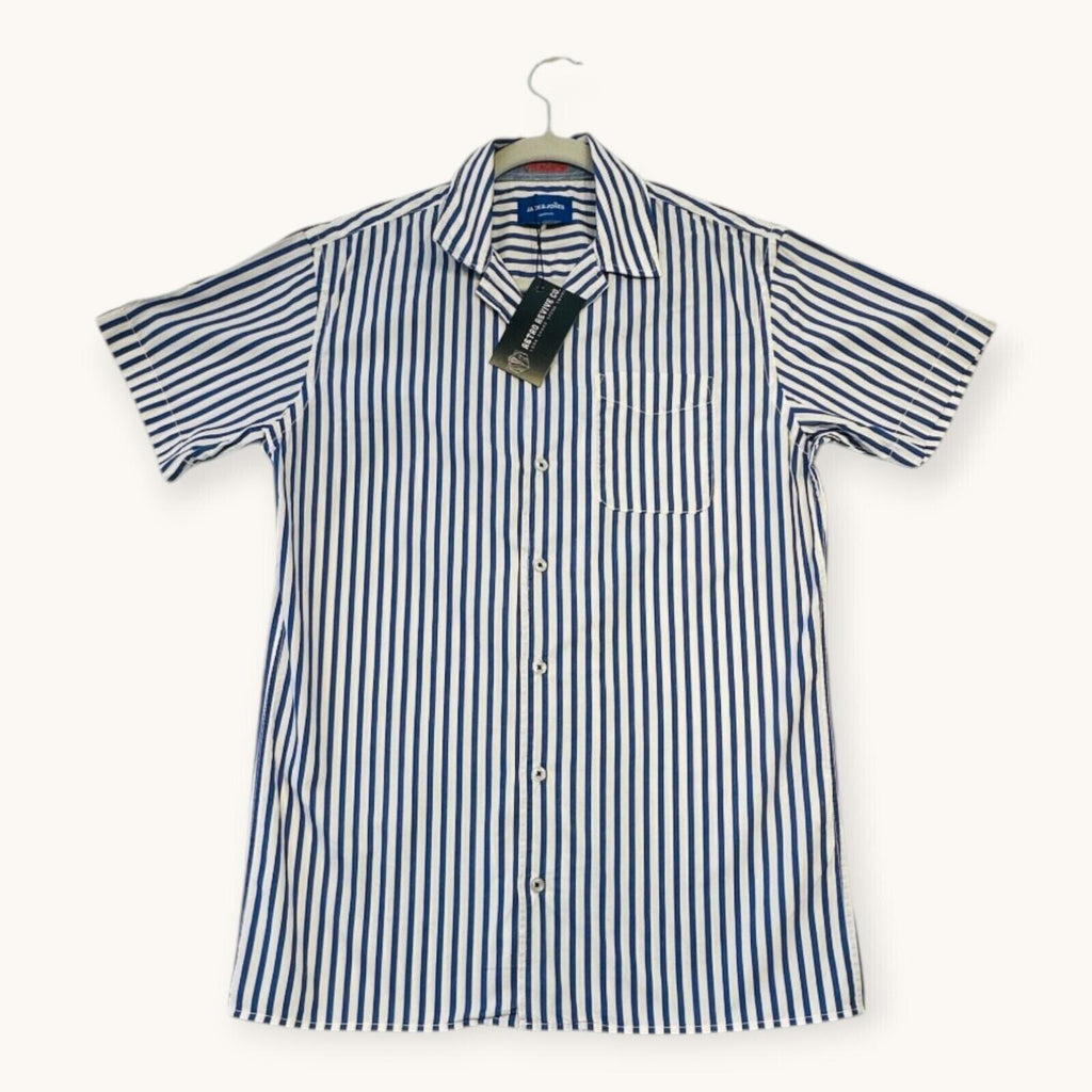 Jack & Jones Shirt Men's UK Size S White and Blue Striped