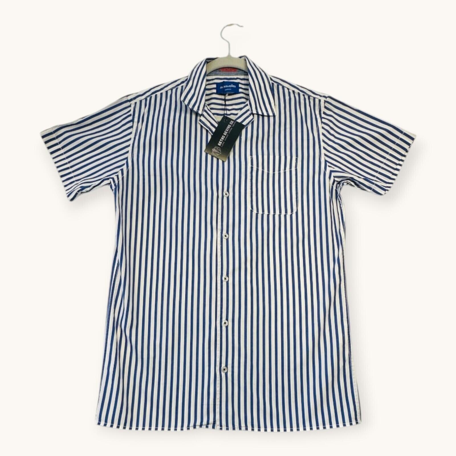 Jack & Jones Shirt Men's UK Size S White and Blue Striped