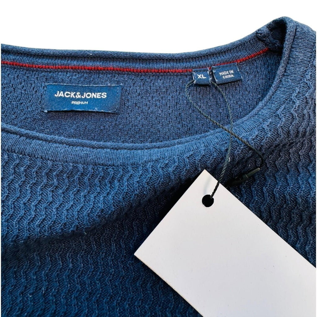 Jack & Jones Jumper Men's UK Size XL Blue Textured Knit