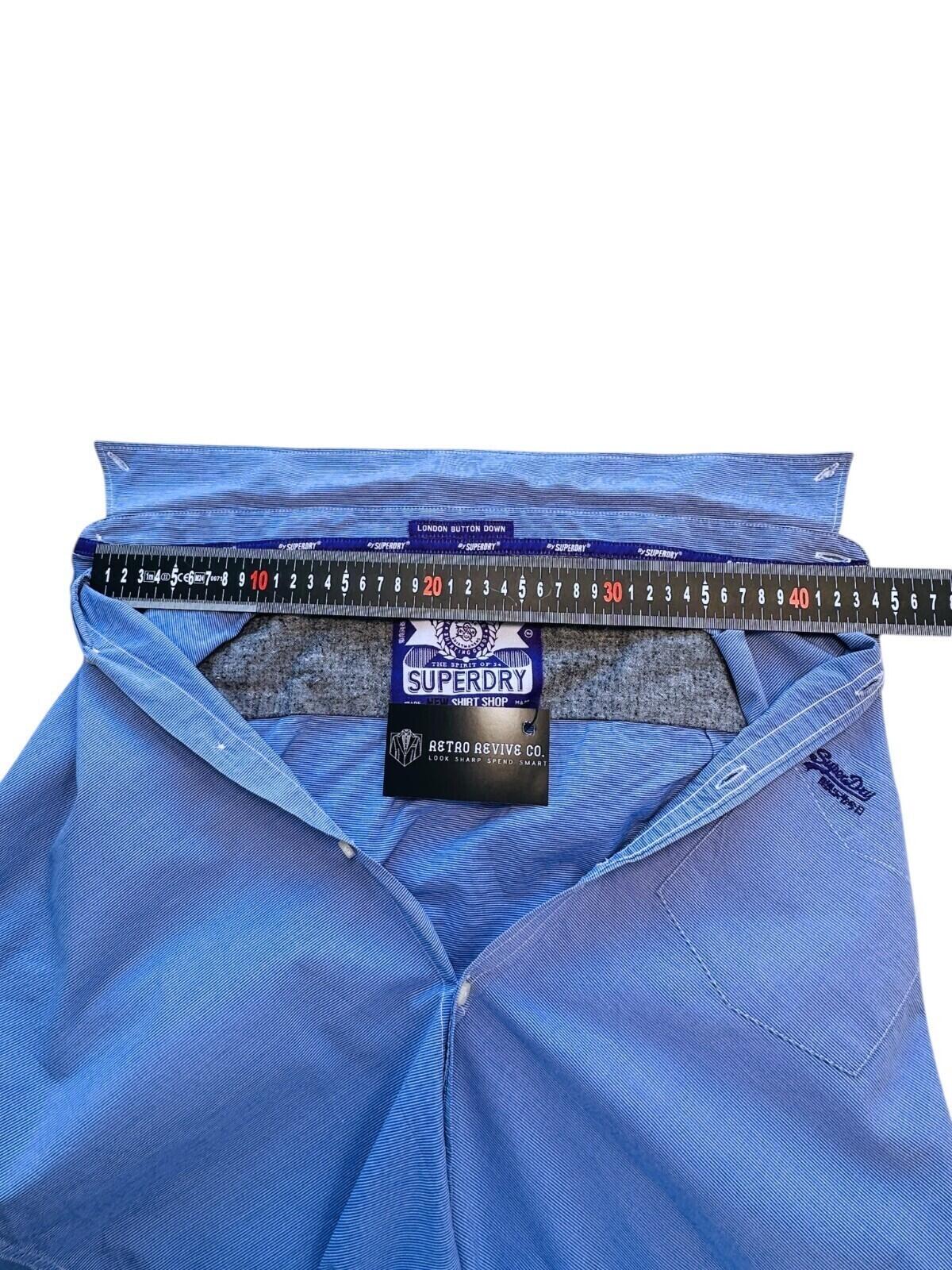 SuperDry Shirt Men's UK Size L Blue Pinstripe Embroidered