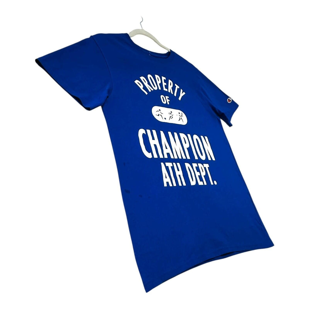 Champion Ath Dept. T-Shirt Men's UK Size S Blue Short Sleeve