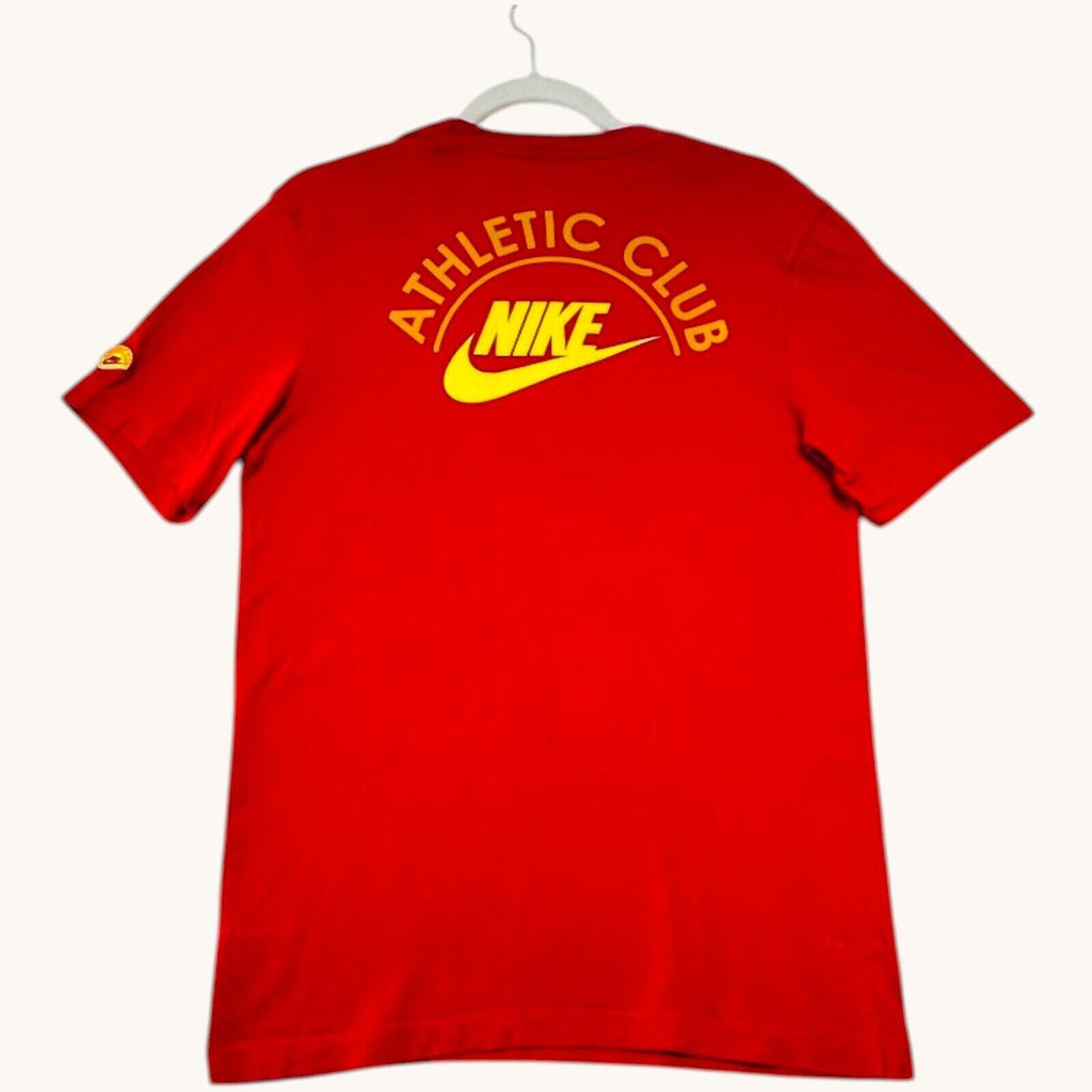Nike Athletic Club T-Shirt Men's Uk Size S Red Graphic Print