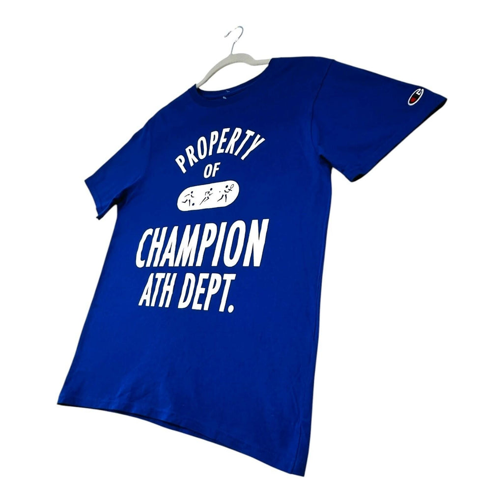 Champion Ath Dept. T-Shirt Men's UK Size S Blue Short Sleeve