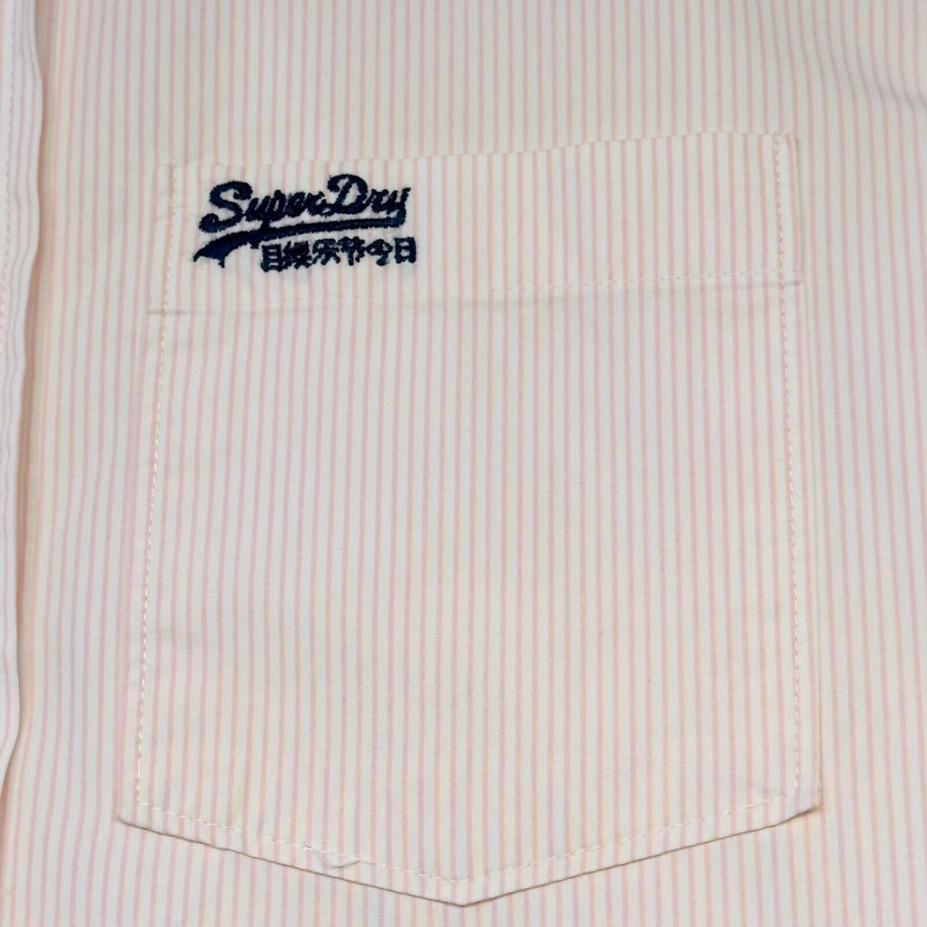 SuperDry Shirt Men's UK Size M Pink Pinstripe Long Sleeve