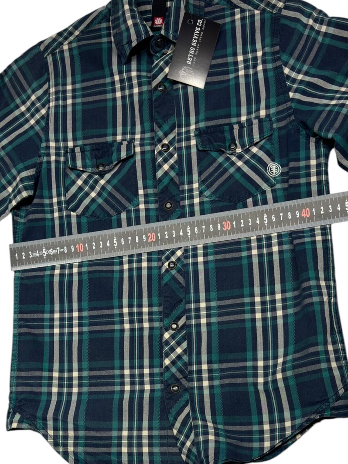 Element Shirt Men's UK Size XS Blue Plaid Pocket Embroidered