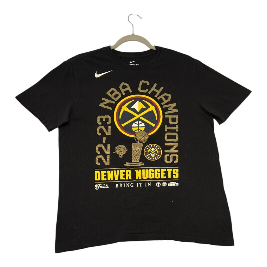 Nike Denver Nuggets T-Shirt Men's UK Size M Black Crew Neck
