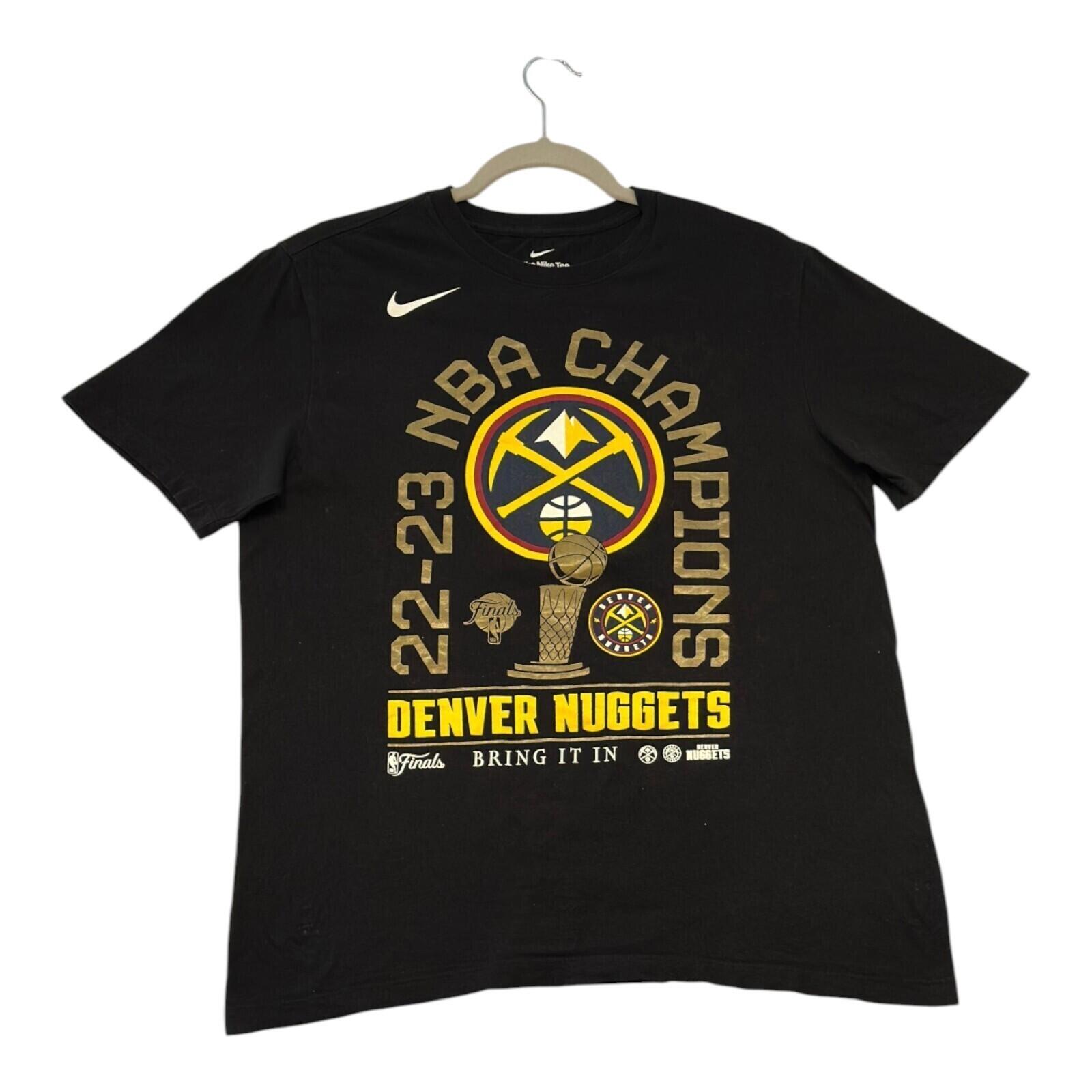 Nike Denver Nuggets T-Shirt Men's UK Size M Black Crew Neck