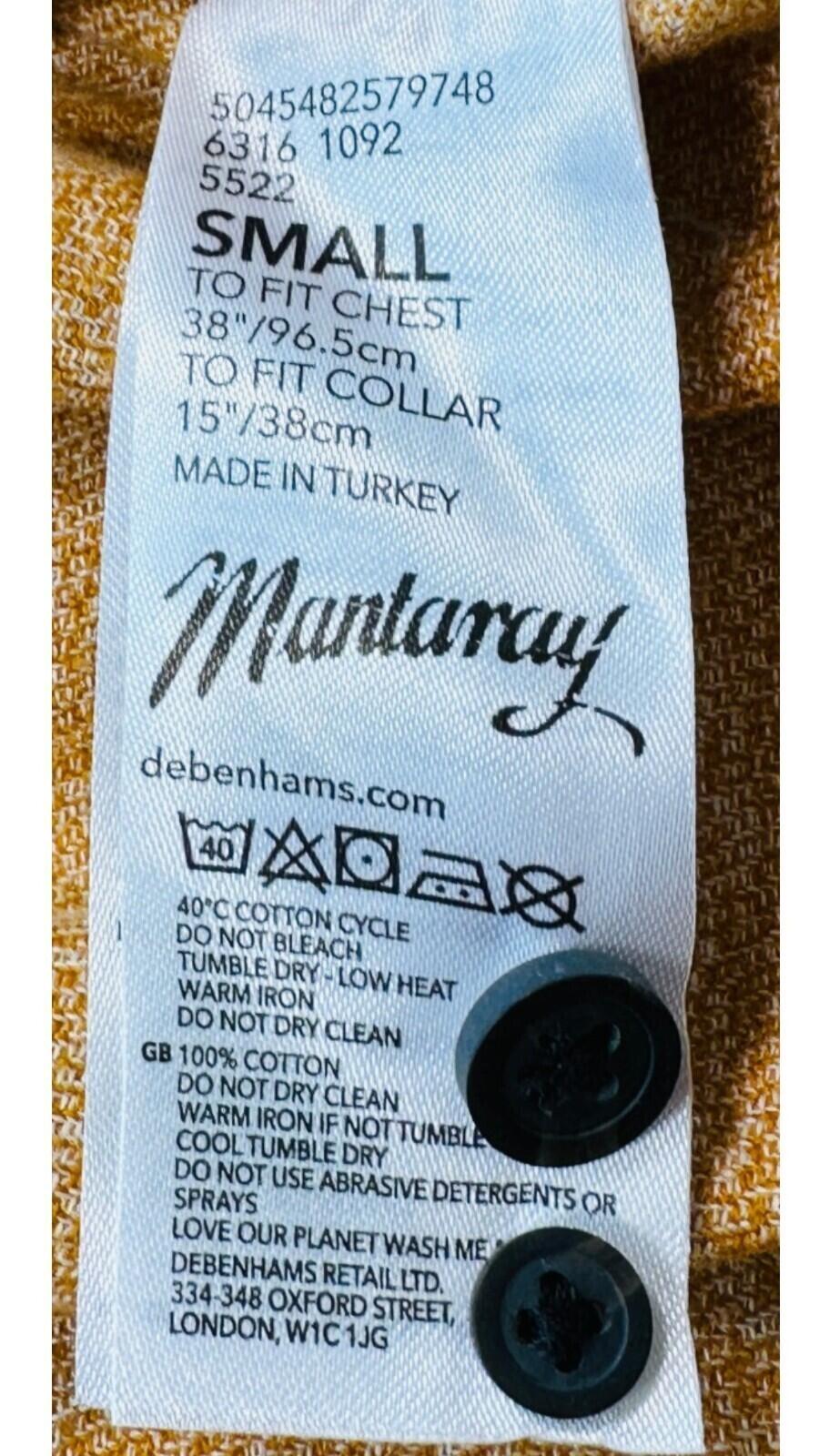 Mantaray Shirt Men's UK Size S Yellow Flannel Pocket