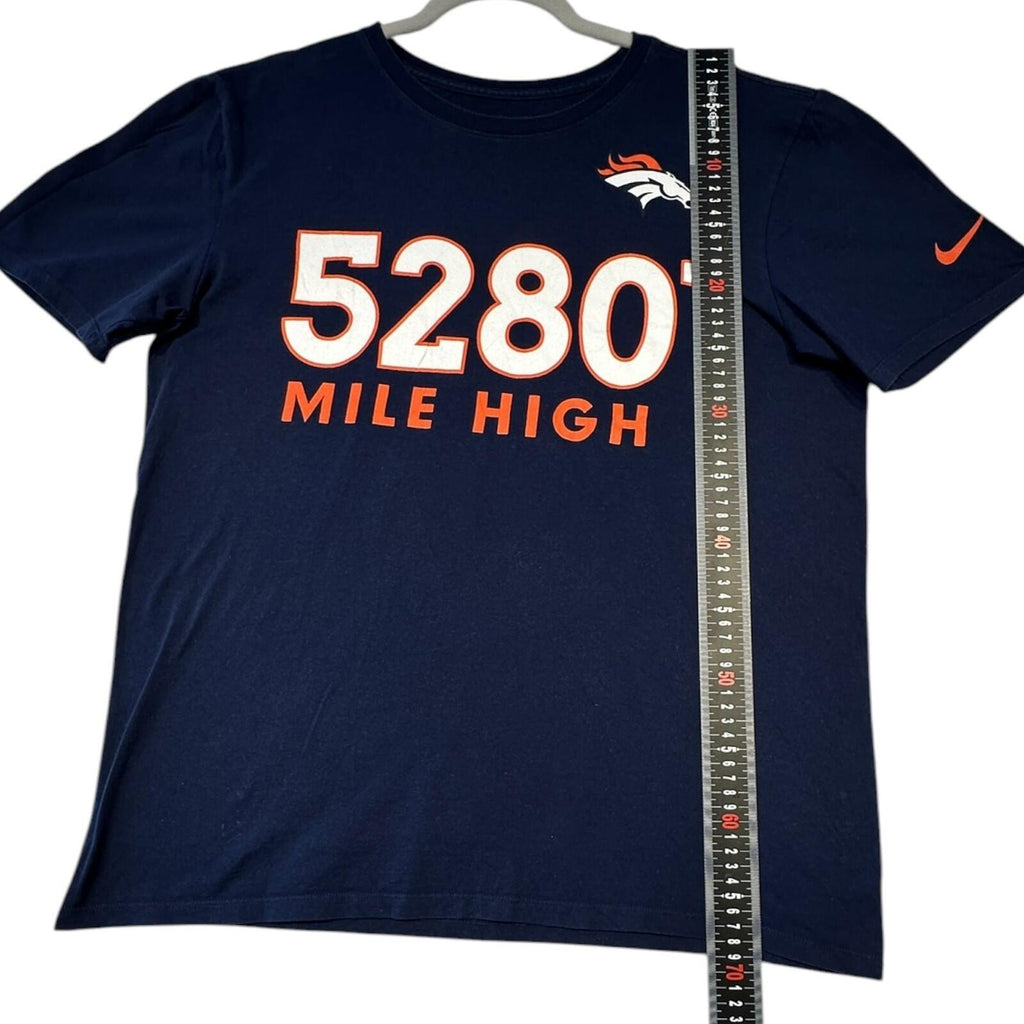 Nike Denver Broncos T-Shirt Men's UK Size L Blue Crew Neck