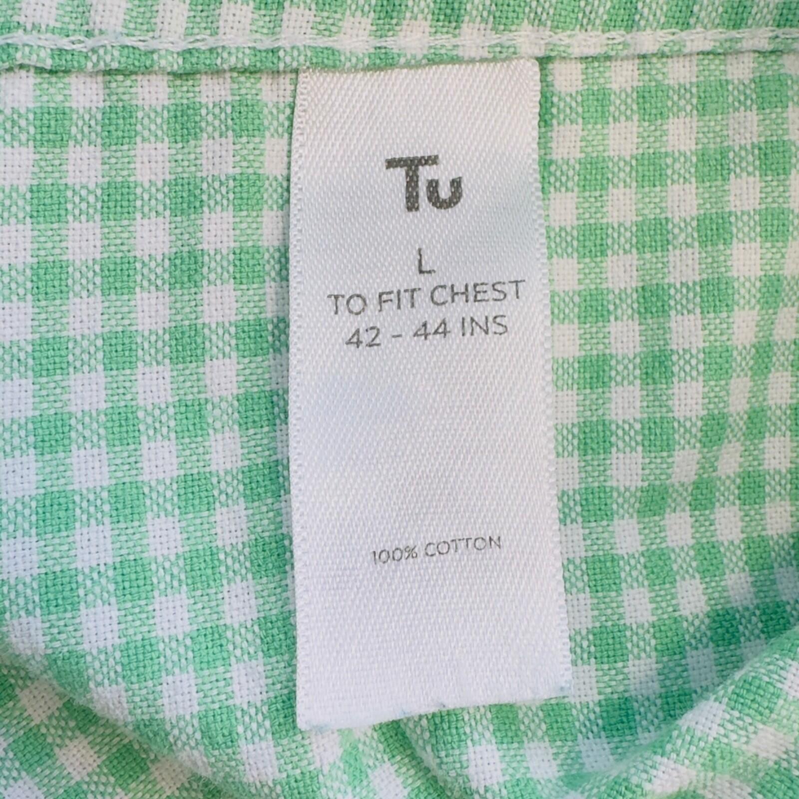 Tu Man Shirt Men's UK Size L Green Check Long Sleeve