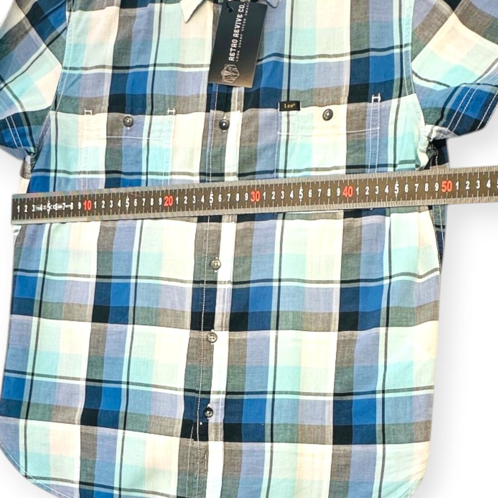 Lee Shirt Men's UK Size M Blue Plaid Pockets Embroidered