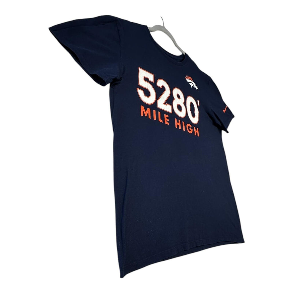 Nike Denver Broncos T-Shirt Men's UK Size L Blue Crew Neck