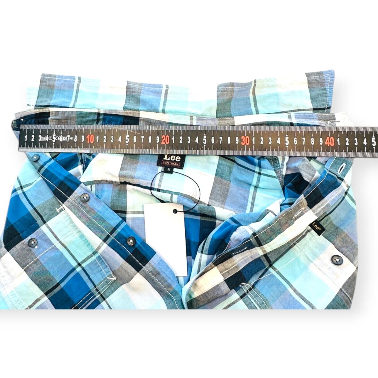 Lee Shirt Men's UK Size M Blue Plaid Pockets Embroidered