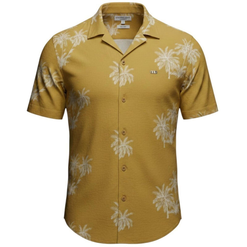 U.S. Polo Assn. Shirt Men's UK Size S Yellow Palm Tree