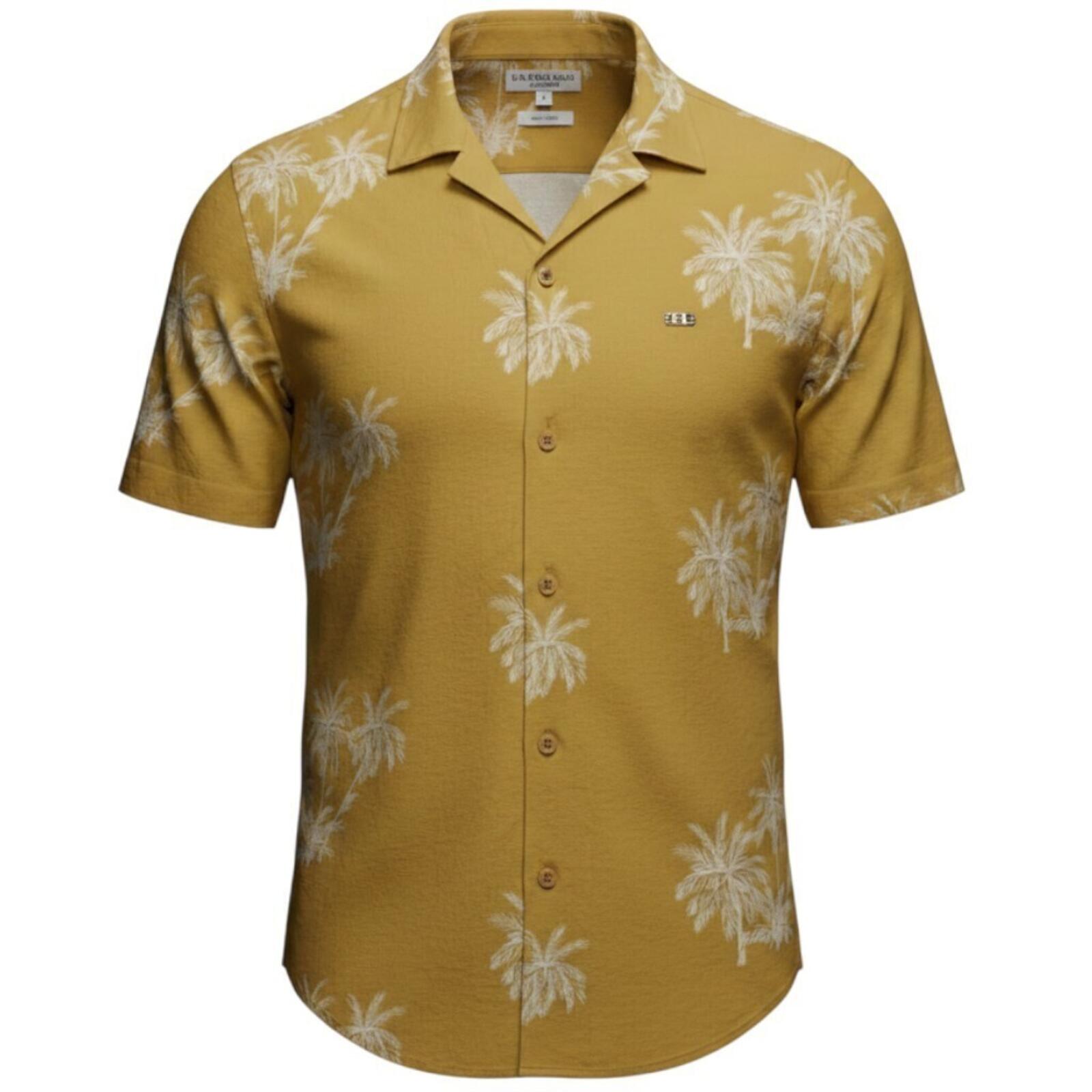 U.S. Polo Assn. Shirt Men's UK Size S Yellow Palm Tree