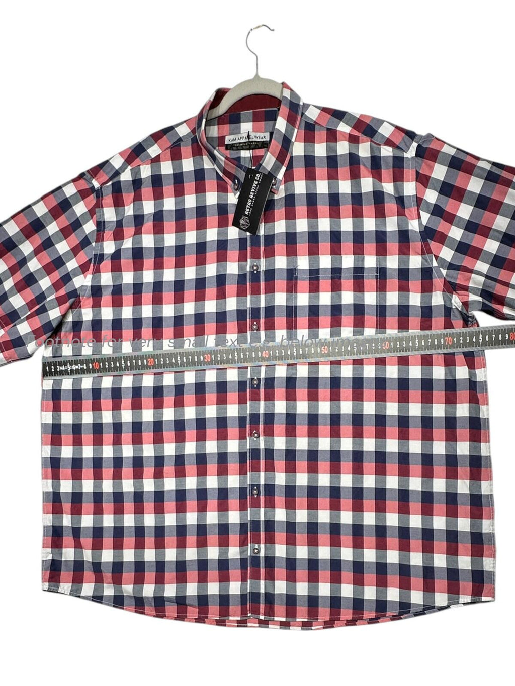 Kam Apparel Wear Shirt Men's UK Size 4XL Red Check Pocket