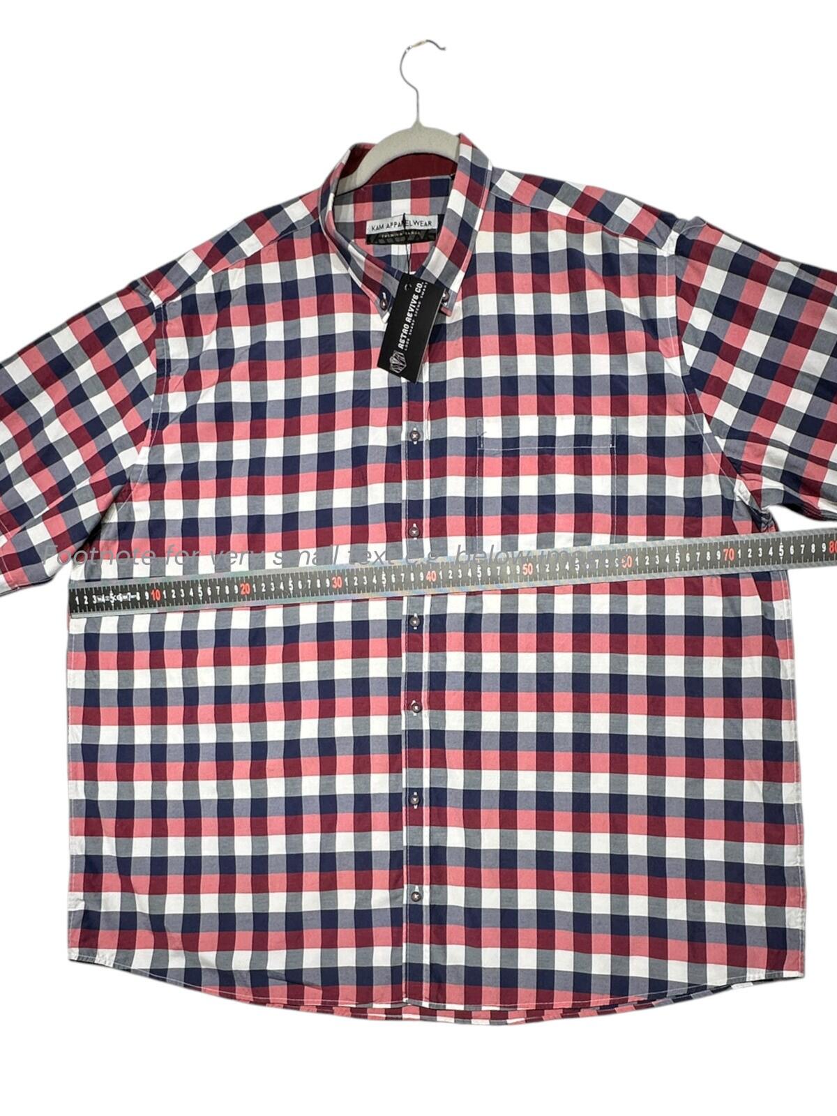 Kam Apparel Wear Shirt Men's UK Size 4XL Red Check Pocket