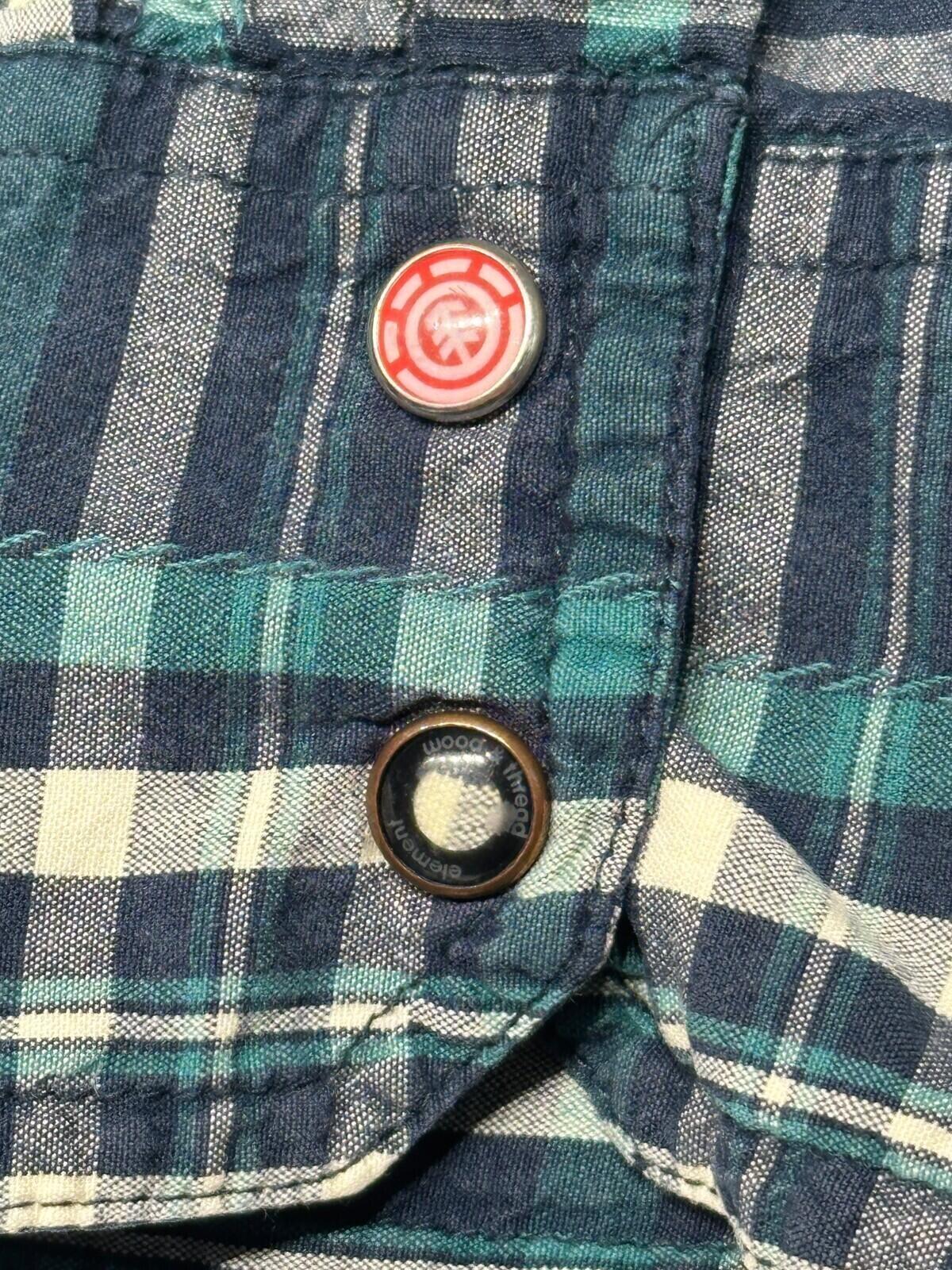 Element Shirt Men's UK Size XS Blue Plaid Pocket Embroidered