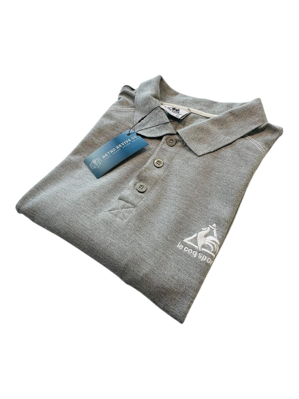 Le Coq Sportif Polo Shirt Men's UK Size XL Grey Short Sleeve