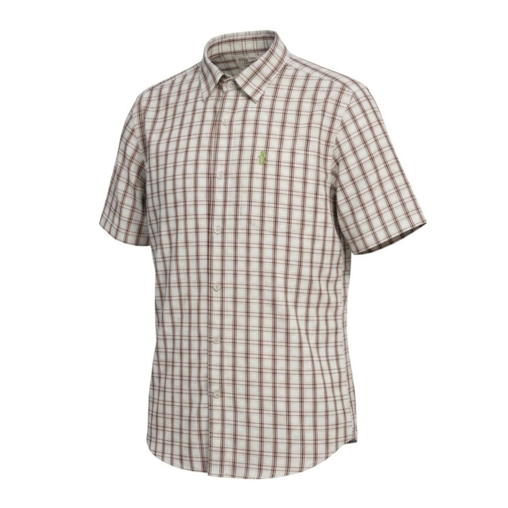 Penguin Shirt Men's UK Size L White Plaid Short Sleeve