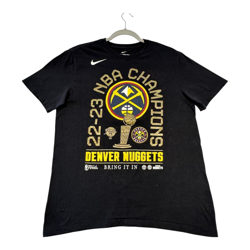 Nike Denver Nuggets T-Shirt Men's UK Size M Black Crew Neck