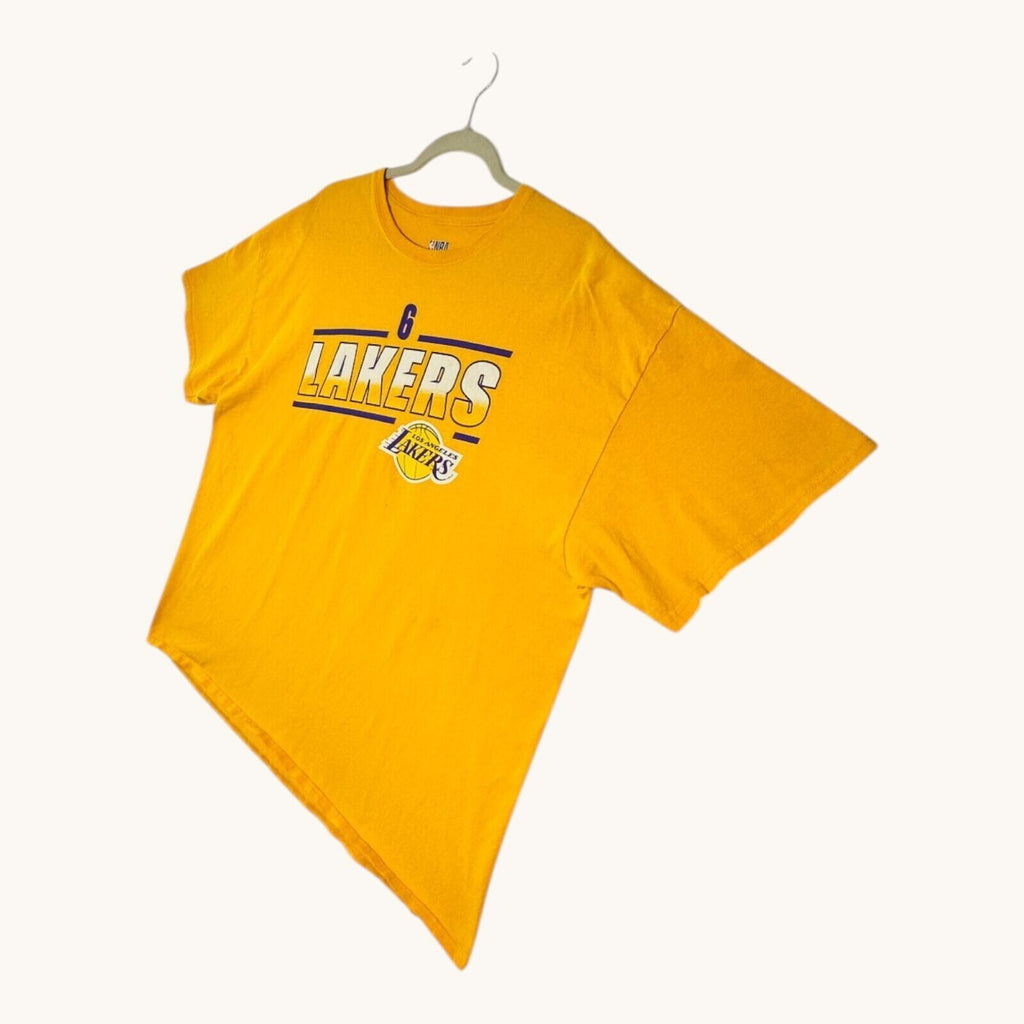 NBA LA Lakers T-Shirt Men's UK Size 2XL Yellow Crew Neck