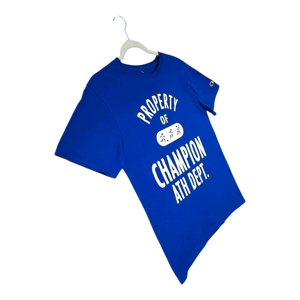 Champion Ath Dept. T-Shirt Men's UK Size S Blue Short Sleeve