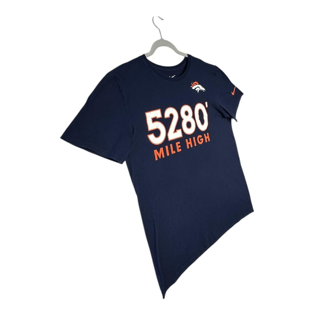 Nike Denver Broncos T-Shirt Men's UK Size L Blue Crew Neck