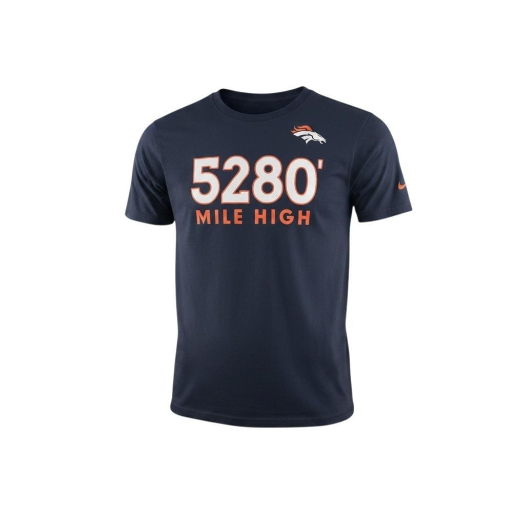Nike Denver Broncos T-Shirt Men's UK Size L Blue Crew Neck