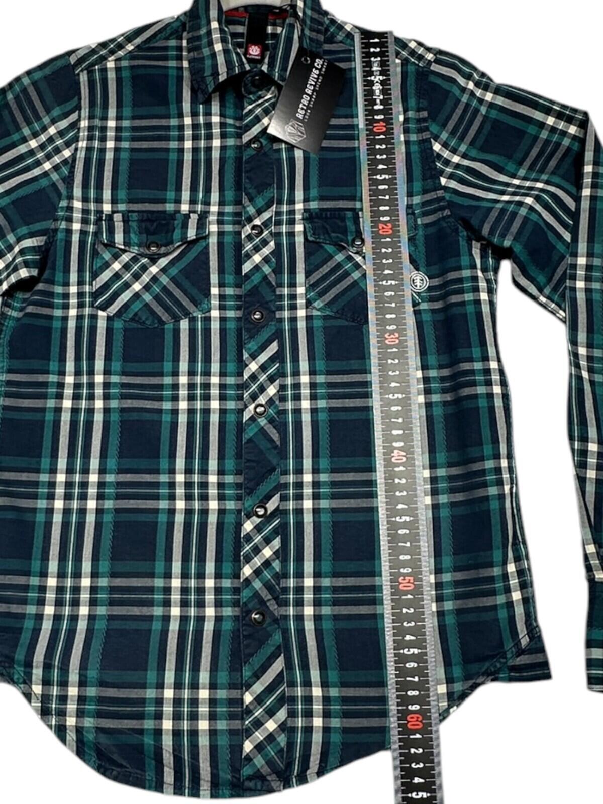 Element Shirt Men's UK Size XS Blue Plaid Pocket Embroidered