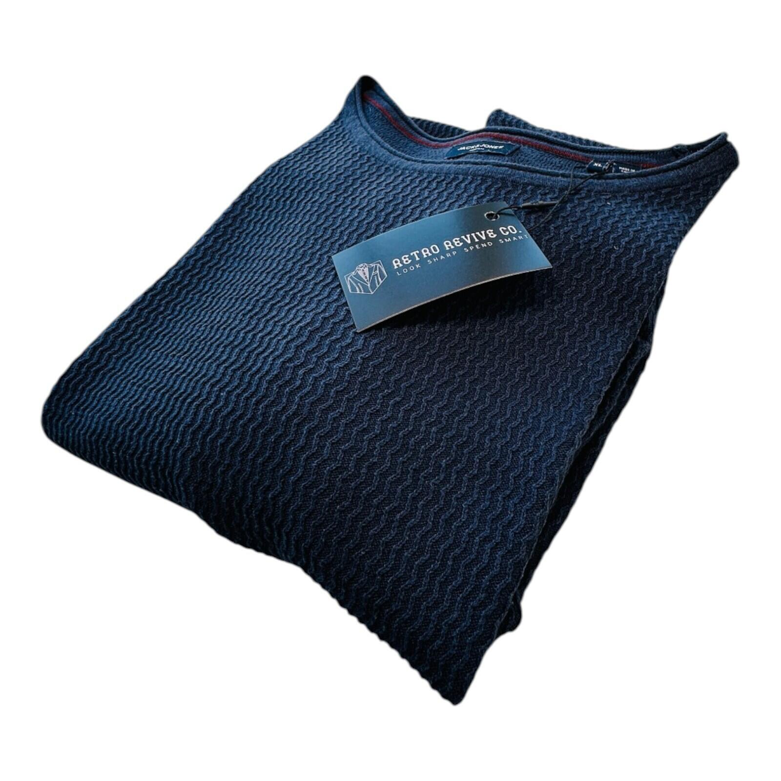 Jack & Jones Jumper Men's UK Size XL Blue Textured Knit