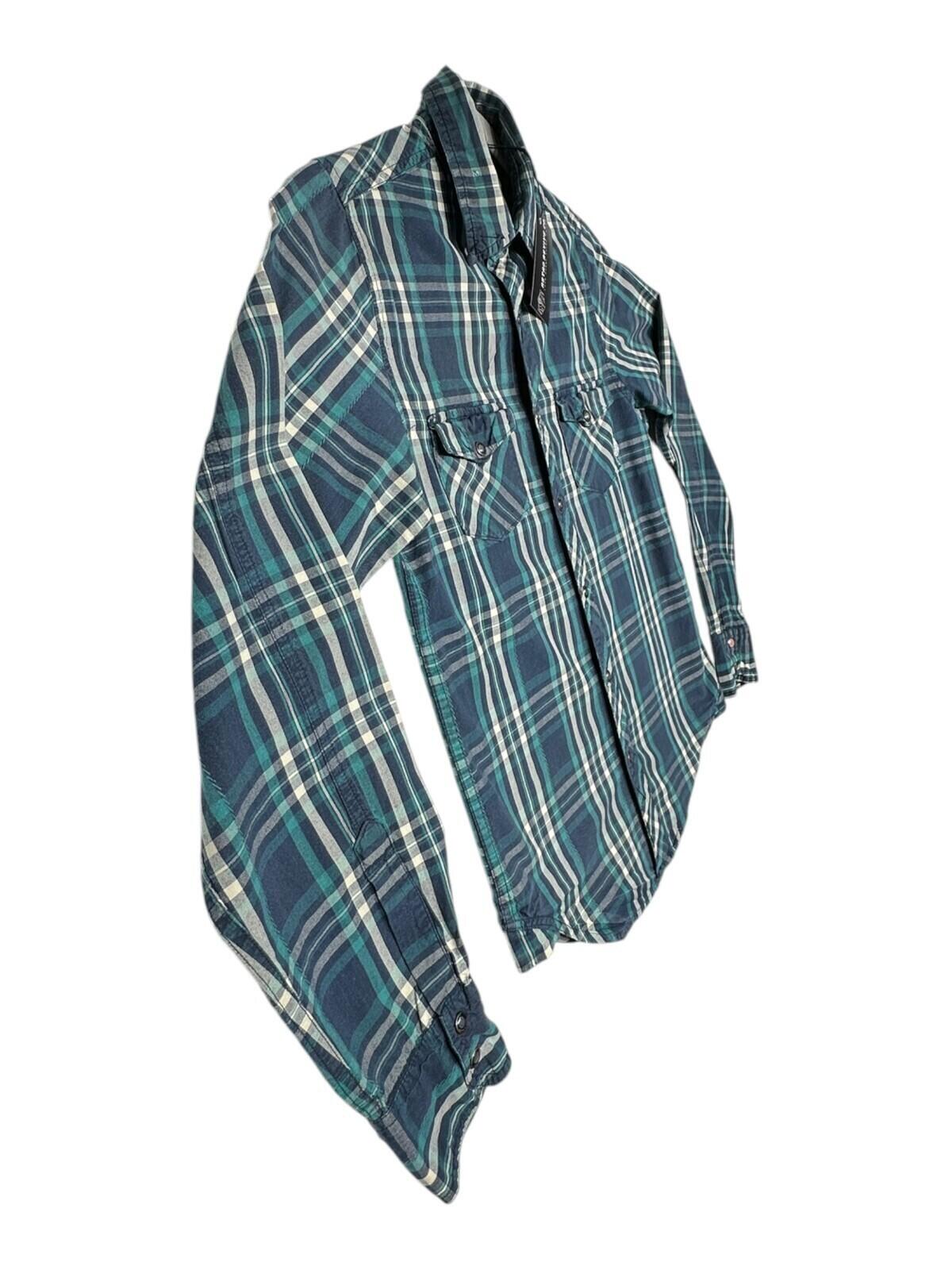 Element Shirt Men's UK Size XS Blue Plaid Pocket Embroidered