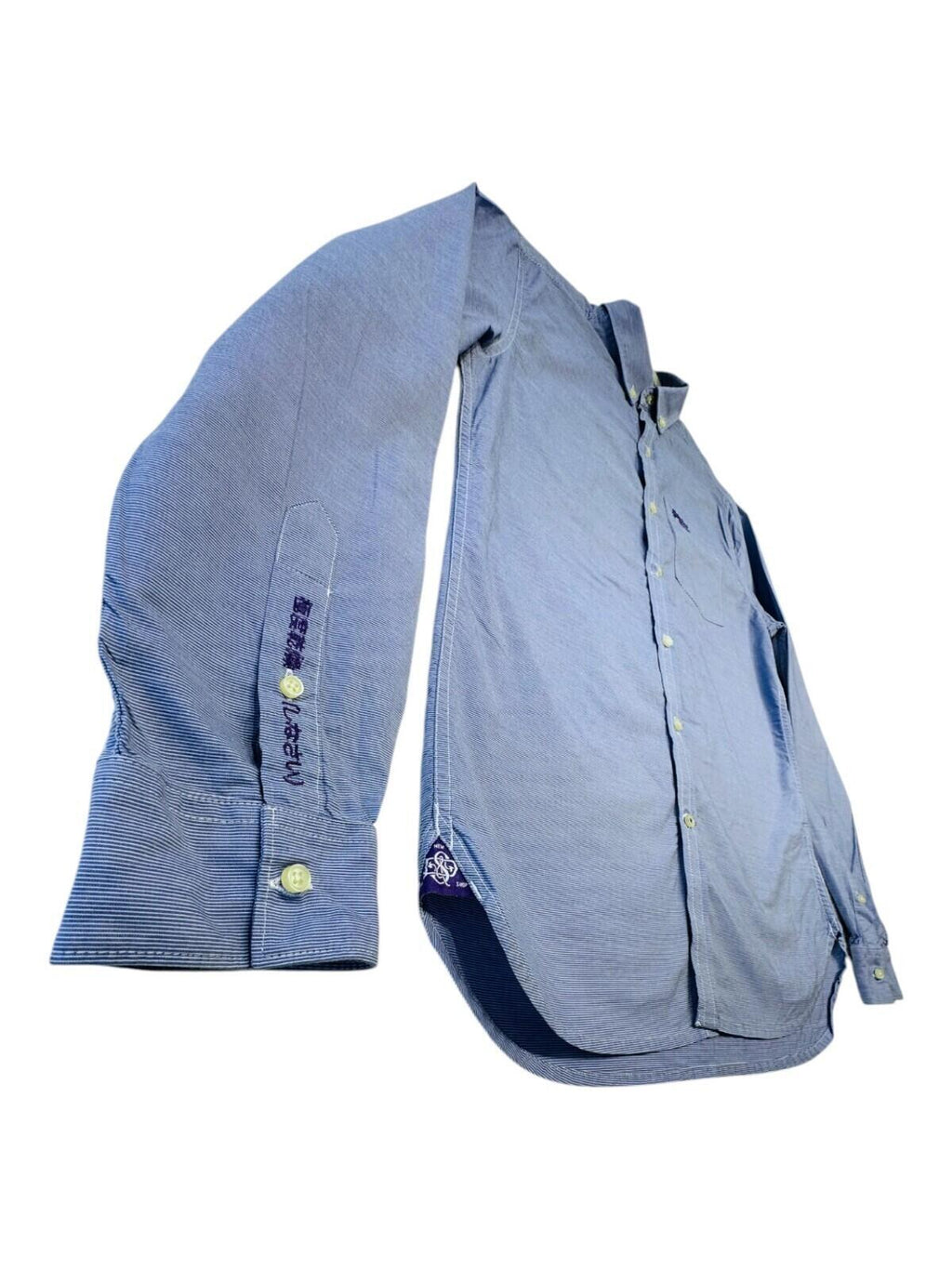 SuperDry Shirt Men's UK Size L Blue Pinstripe Embroidered