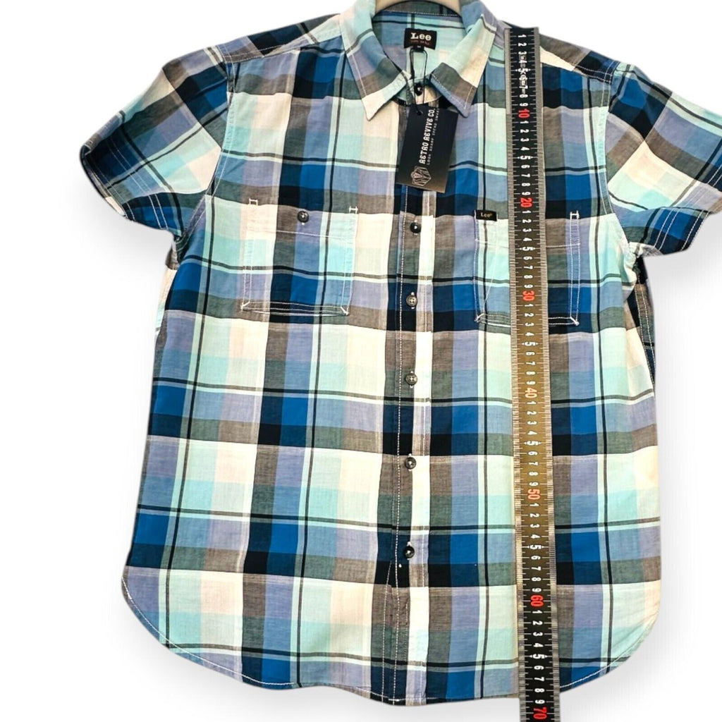 Lee Shirt Men's UK Size M Blue Plaid Pockets Embroidered
