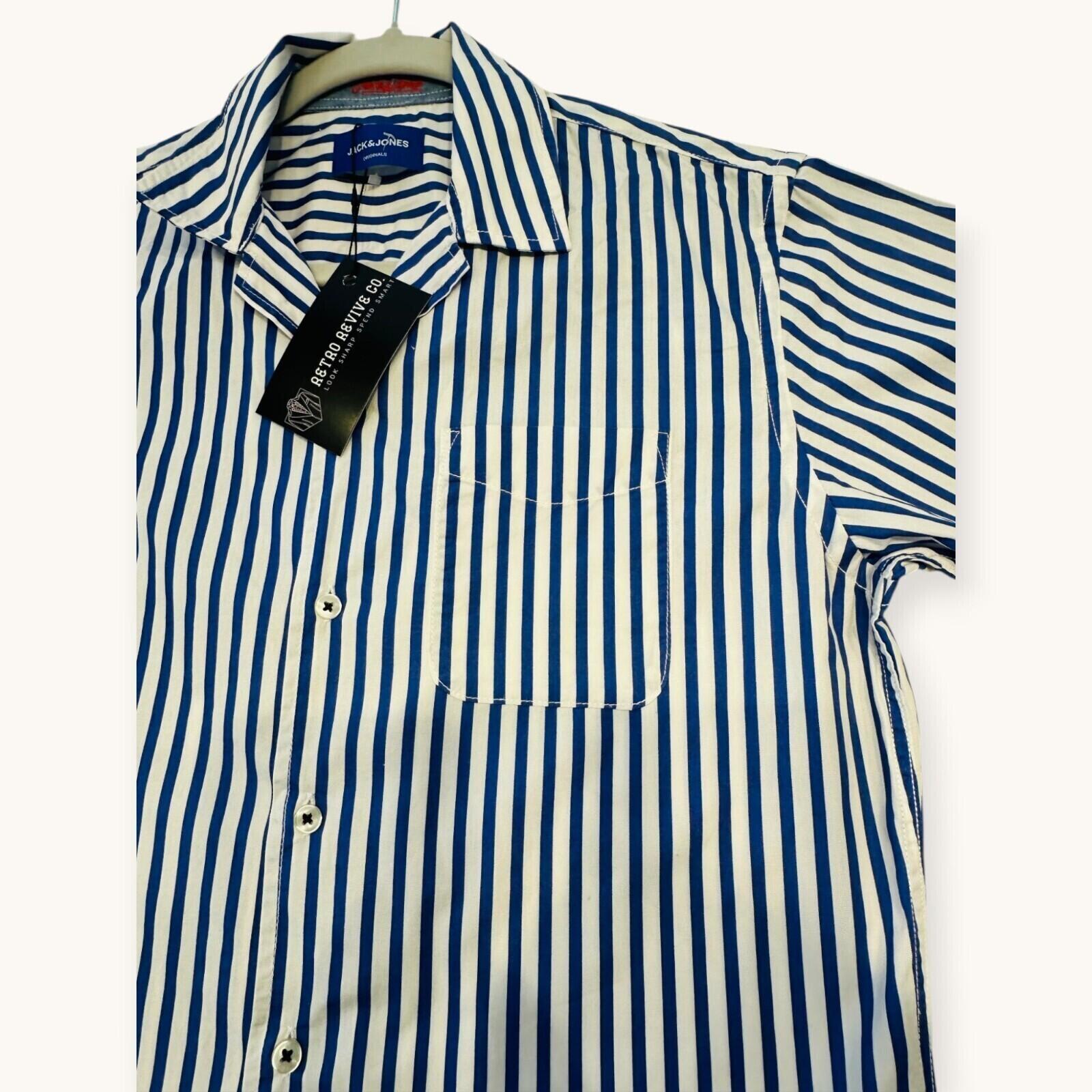 Jack & Jones Shirt Men's UK Size S White and Blue Striped