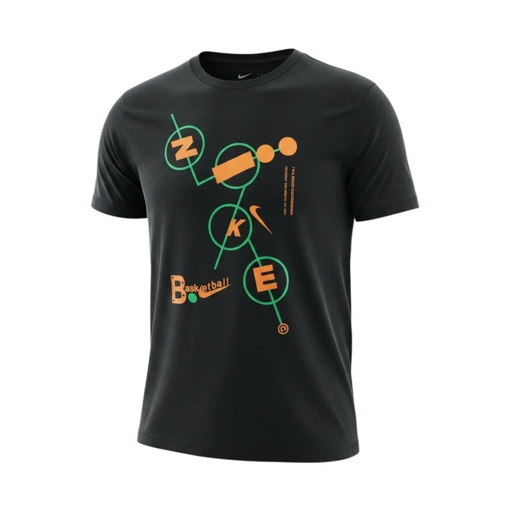 Nike Basketball T-Shirt Men's UK Size M Black Graphic Print