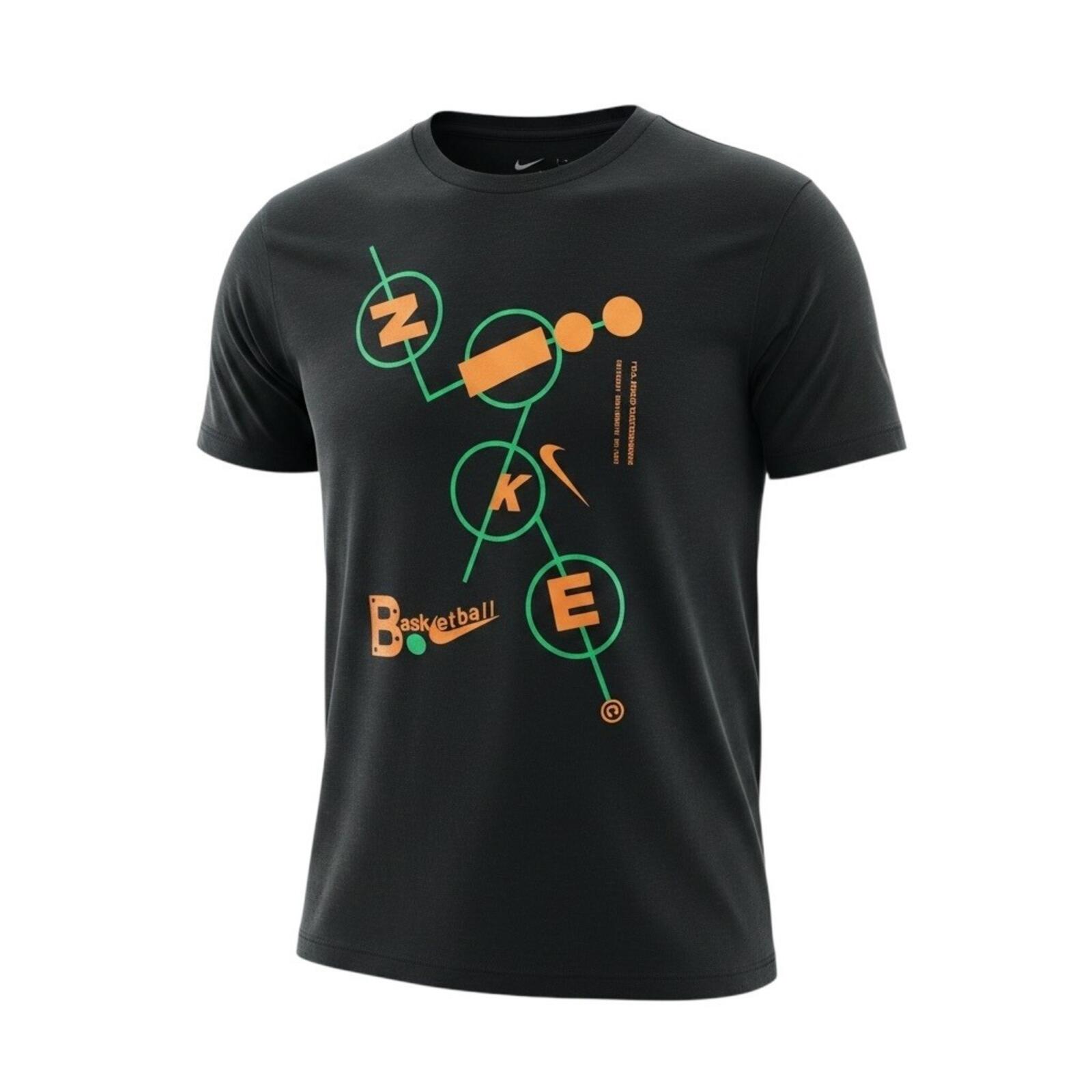 Nike Basketball T-Shirt Men's UK Size M Black Graphic Print
