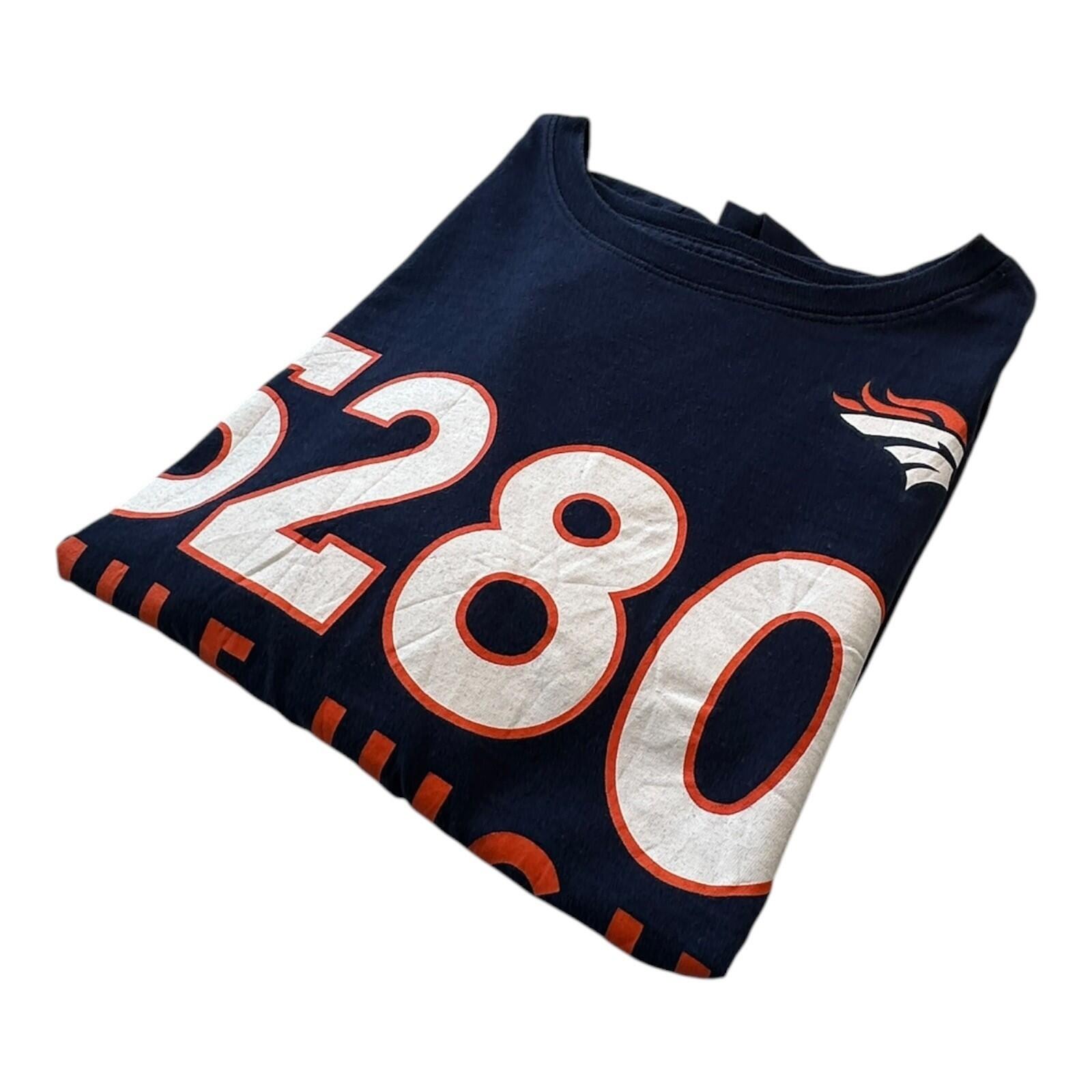Nike Denver Broncos T-Shirt Men's UK Size L Blue Crew Neck
