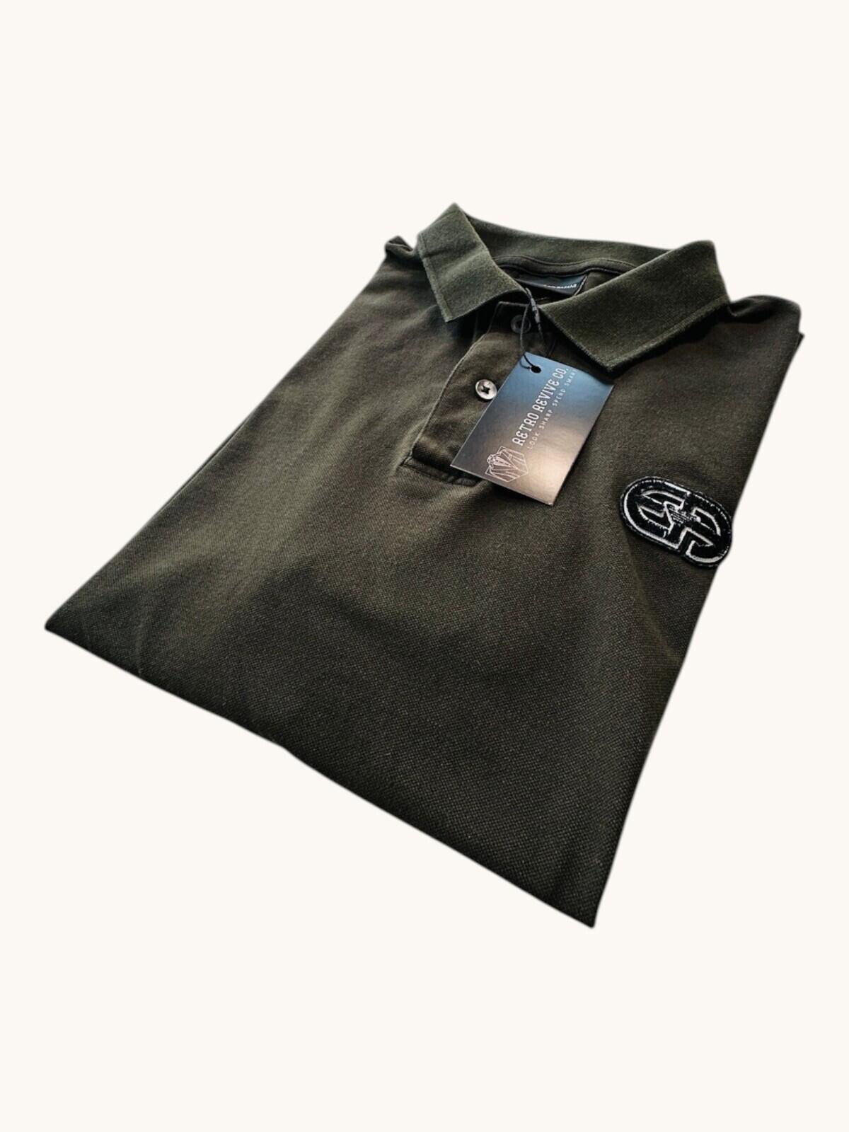 Emporio Armani Polo Shirt Men's UK Size M Green Embroidered