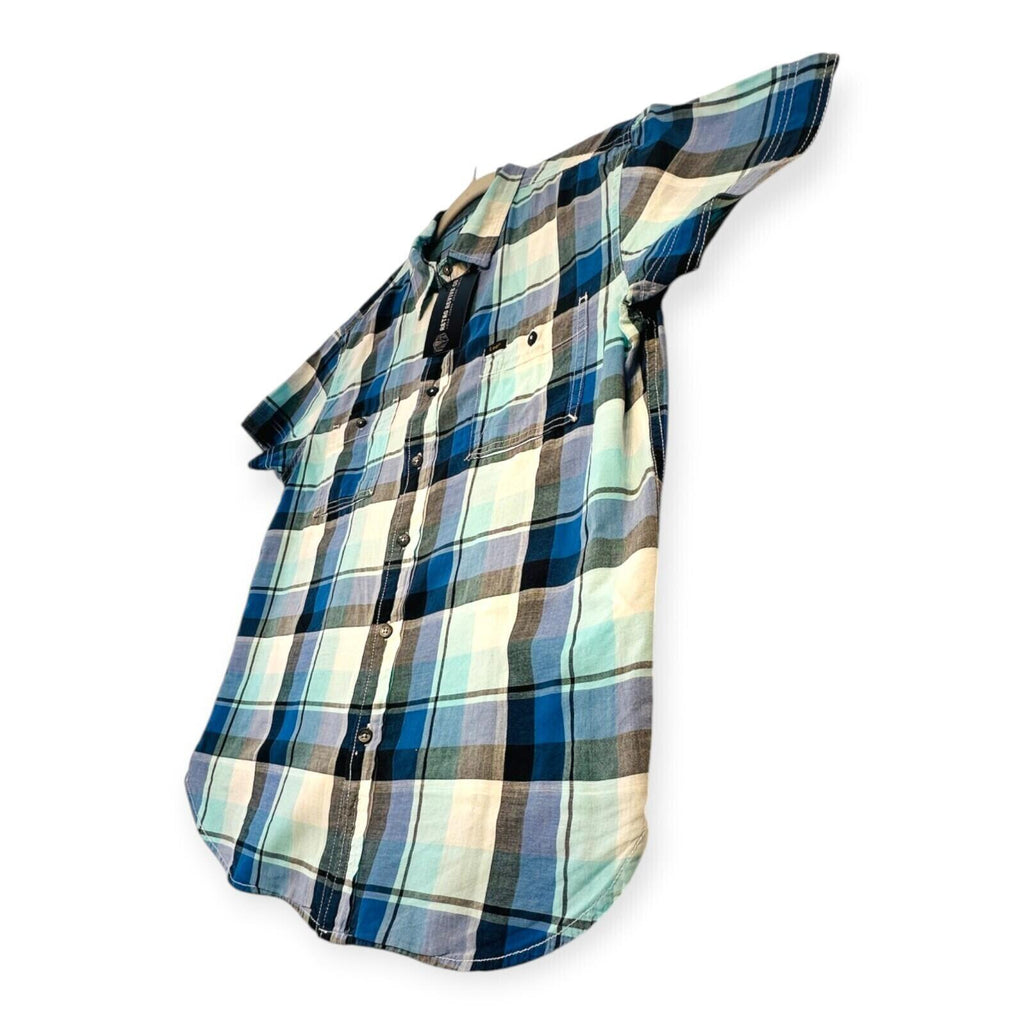 Lee Shirt Men's UK Size M Blue Plaid Pockets Embroidered