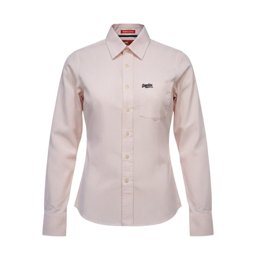 SuperDry Shirt Men's UK Size M Pink Pinstripe Long Sleeve