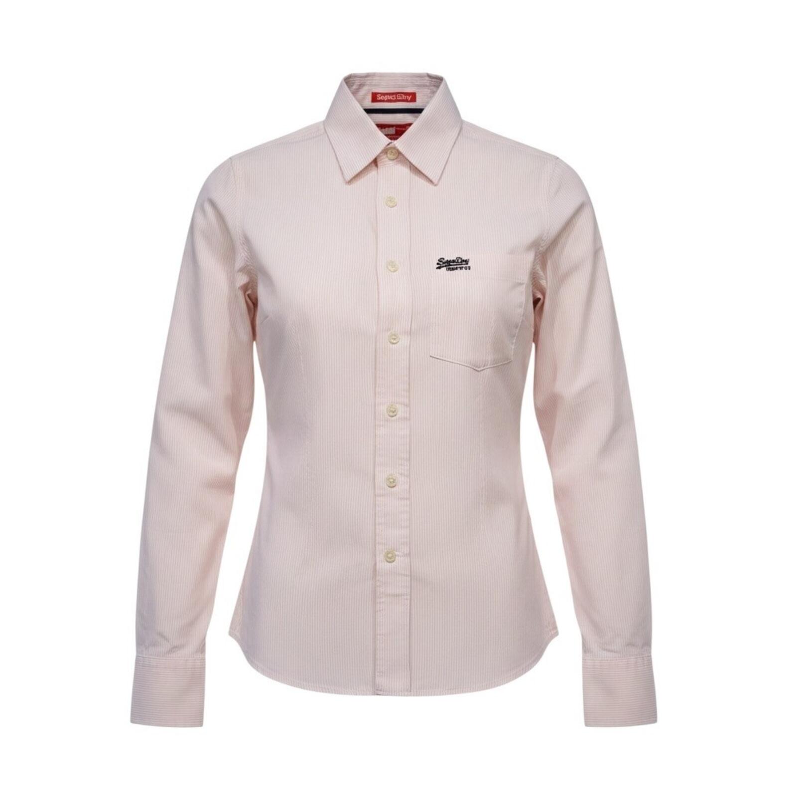 SuperDry Shirt Men's UK Size M Pink Pinstripe Long Sleeve