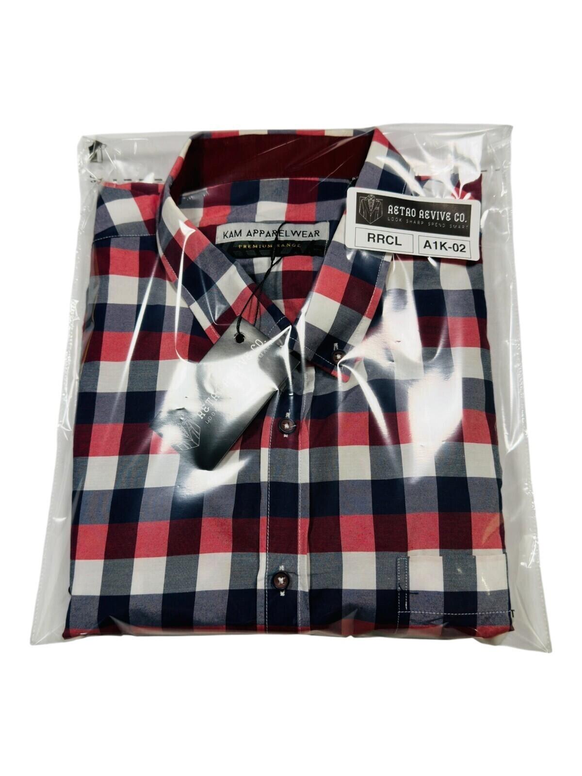 Kam Apparel Wear Shirt Men's UK Size 4XL Red Check Pocket
