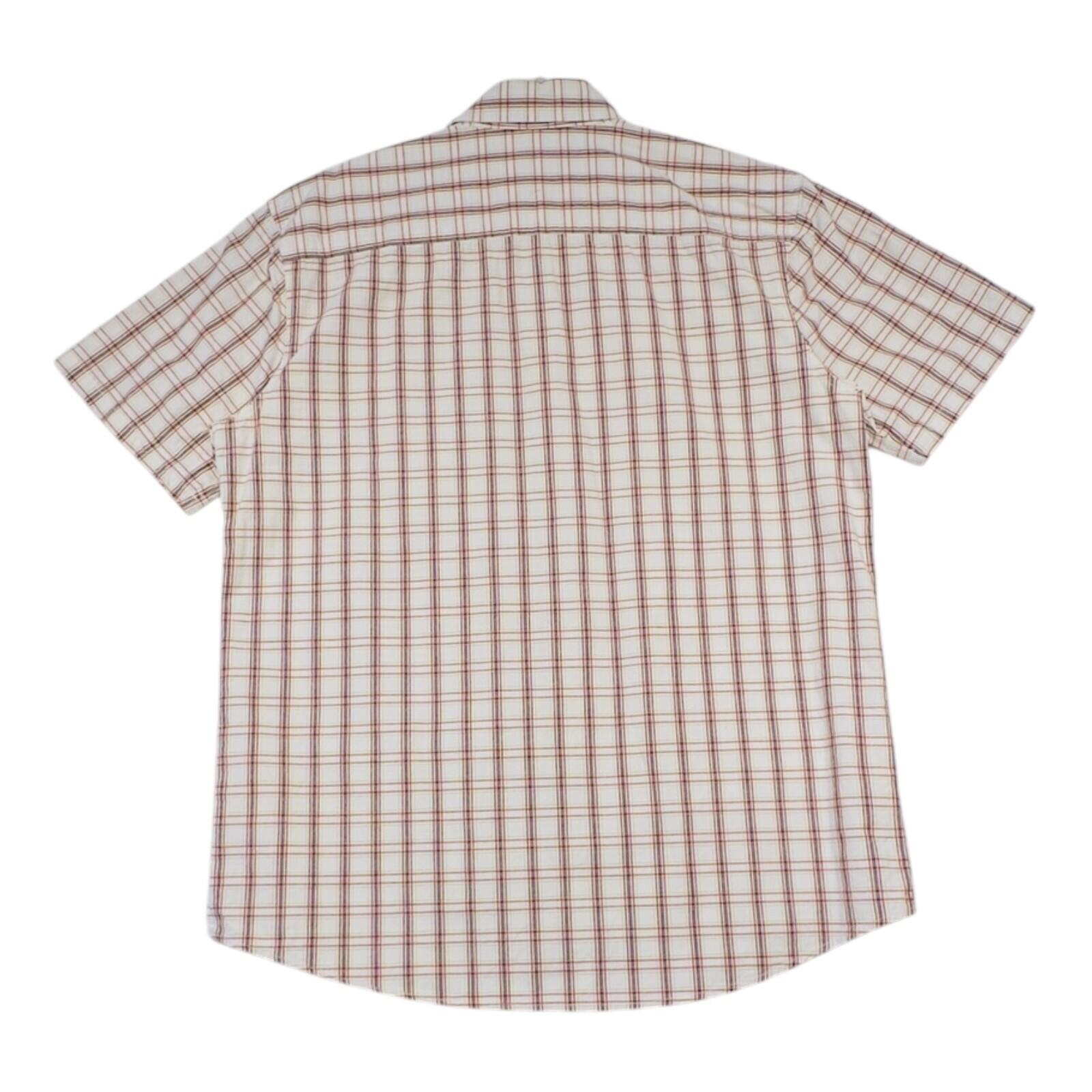 Penguin Shirt Men's UK Size L White Plaid Short Sleeve