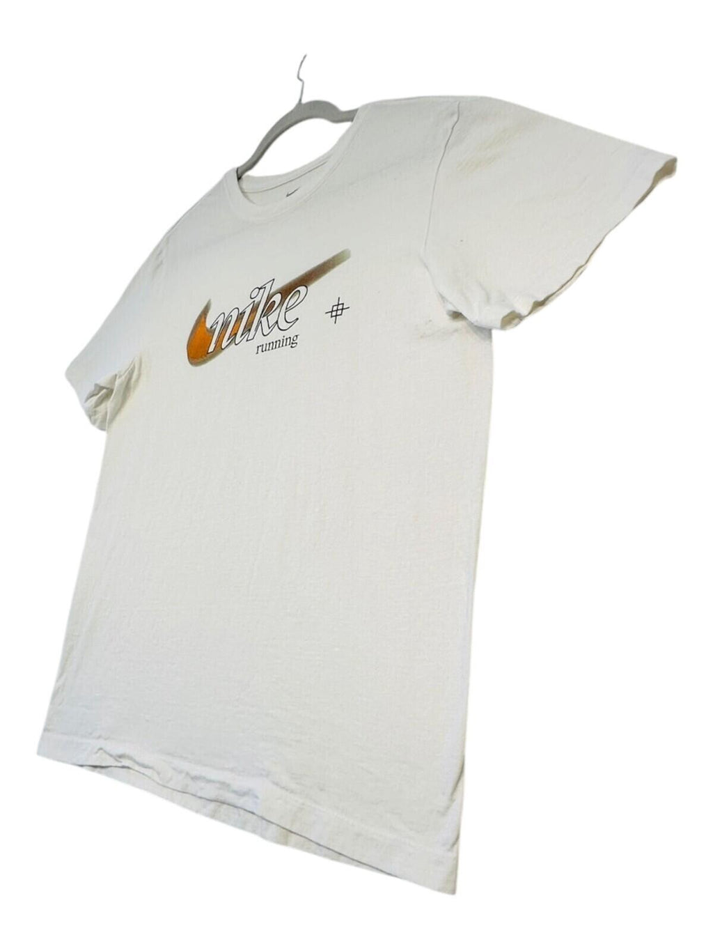 Nike Running T-Shirt Men's UK Size M White Graphic Print