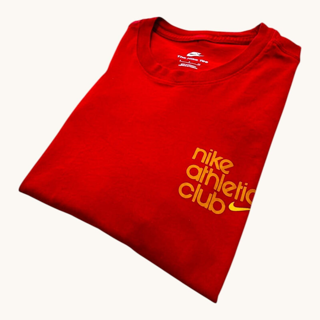Nike Athletic Club T-Shirt Men's Uk Size S Red Graphic Print