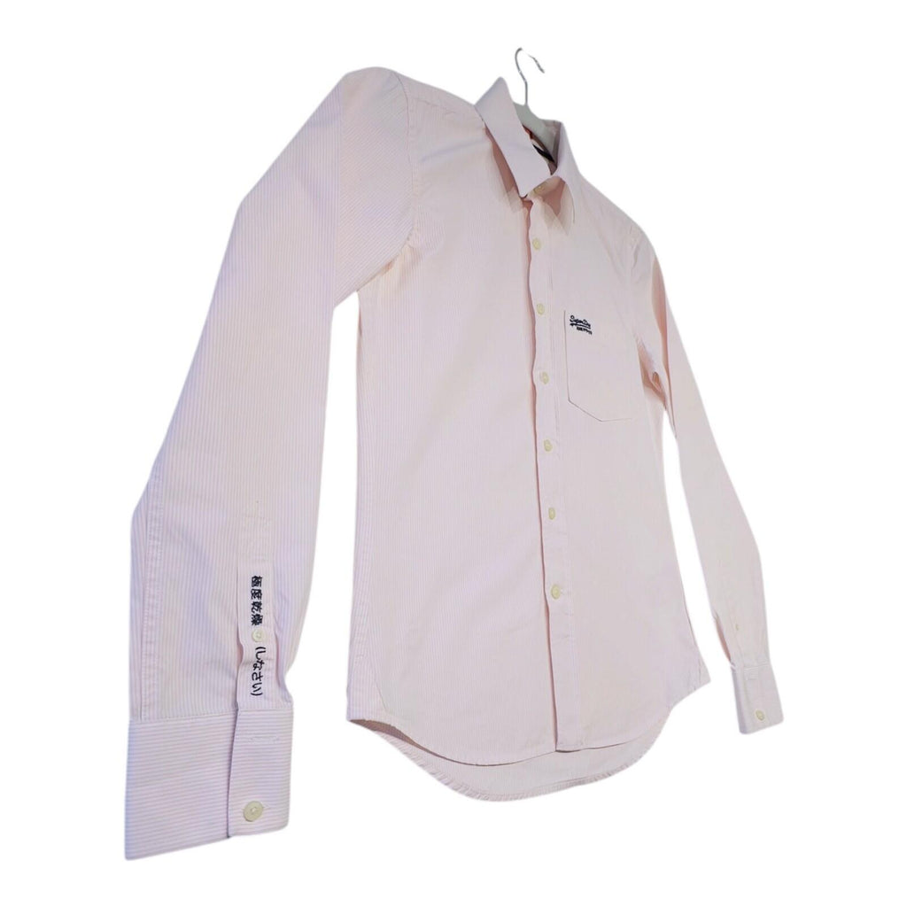 SuperDry Shirt Men's UK Size M Pink Pinstripe Long Sleeve